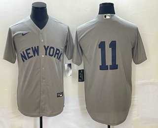 Men%27s New York Yankees #11 Anthony Volpe 2021 Grey Field of Dreams Cool Base Stitched Baseball Jersey->new york yankees->MLB Jersey